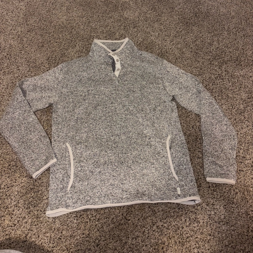 Gray Eddie Bauer Quarter-Button Up Pullover